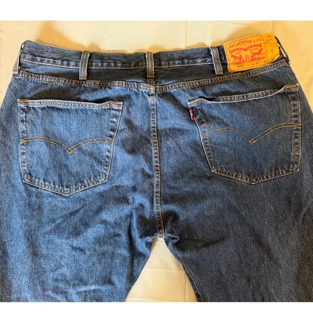 Levi's 501 Original Fit Mens 42x32 Blue Excellent‎ Button Fly Straight Leg Jeans
